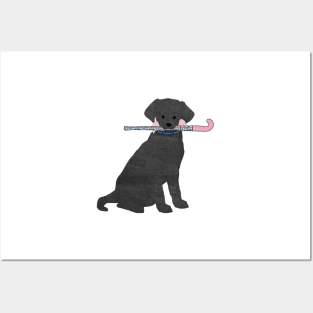 Black Lab Retriever Preppy Madras Field Hockey Dog Posters and Art